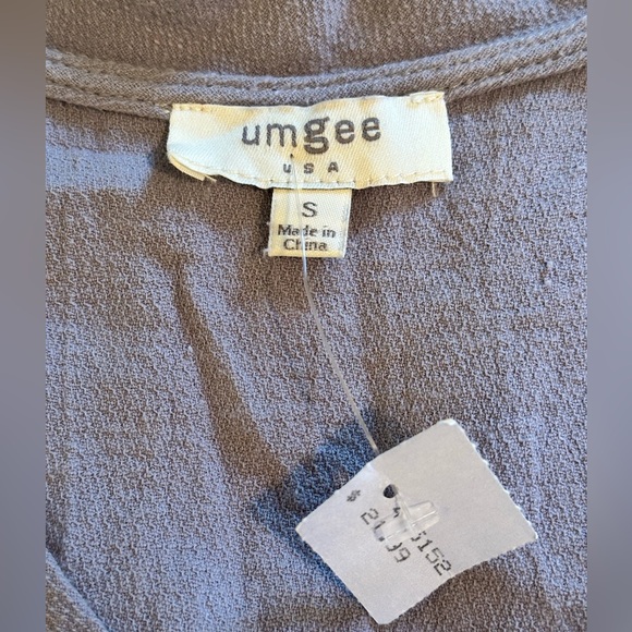 Sz S Umgee grey v neck sleeveless high low midi dress frayed edges pockets gauze - Picture 8 of 9